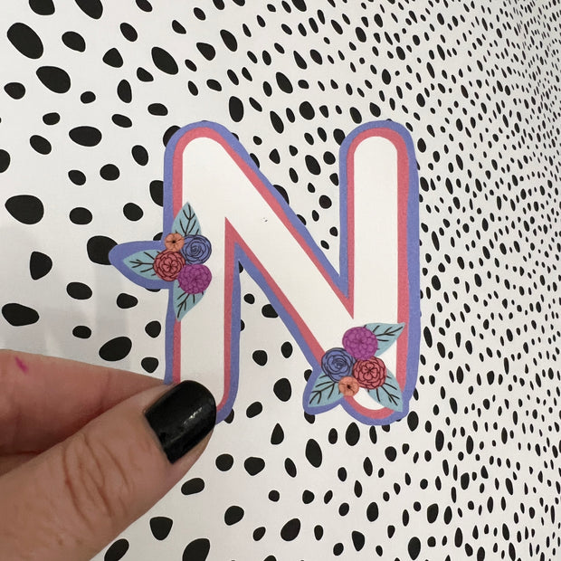 Waterproof Sticker |  Original Artwork by Brandy Bell - Letter "N"