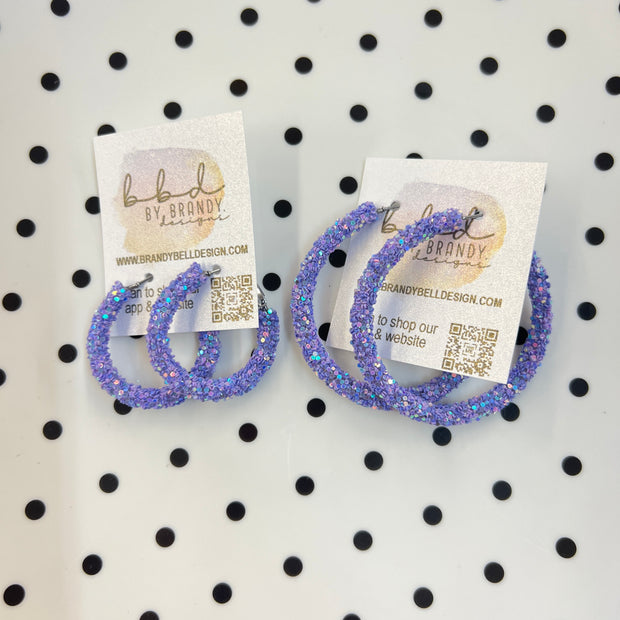 GLITTER ROPE HOOPS By Brandy Designs <br> LAVENDER