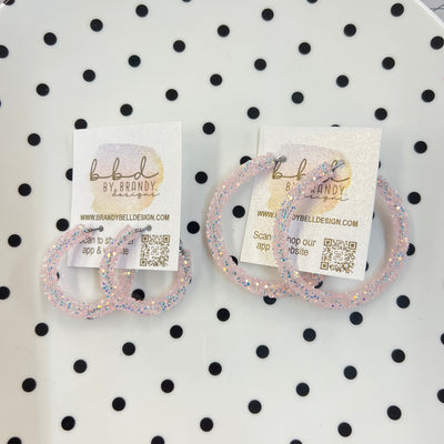 GLITTER ROPE HOOPS By Brandy Designs <br> LIGHT PINK