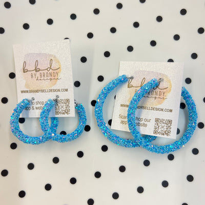 GLITTER ROPE HOOPS By Brandy Designs <br> SKY BLUE