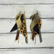 ROXY -  Leather Earrings  ||   <BR> LEAF CHARM, <BR> METALLIC GOLD SMOOTH, <BR> SHIMMER BLACK, <BR> METALLIC LEOPARD PRINT, <BR> DISTRESSED BROWN, <BR> METALLIC GOLD DRIPS