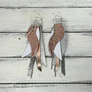 ROXY -  Leather Earrings  ||   <BR> KEY CHARM, <BR> SHIMMER VINTAGE PINK, <BR> MATTE WHITE, <BR> SHIMMER SILVER, <BR> METALLIC ROSE GOLD SMOOTH, <BR> IRIDESCENT SILVER