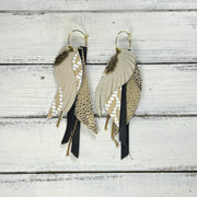 ROXY -  Leather Earrings  ||   <BR> LEAF CHARM, <BR> SHIMMER GOLD, <BR> METALLIC GOLD CHEVRON, <BR> METALLIC GOLD DRIPS, <BR> MATTE BLACK <BR> MATTE BLACK