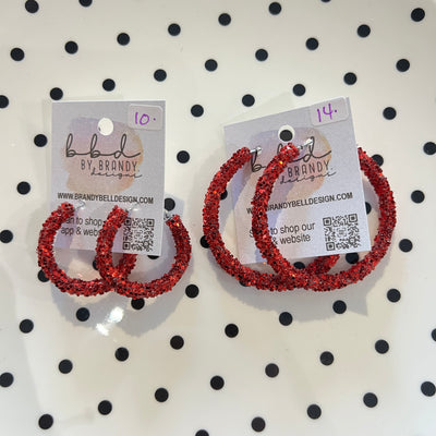 GLITTER ROPE HOOPS By Brandy Designs <br> RED