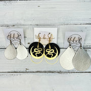 SUEDE + STEEL *Limited Edition* COLLECTION || Leather Earrings ||  <br> SILVER METAL SNAKE & MOON || <br> SHIMMER BLACK