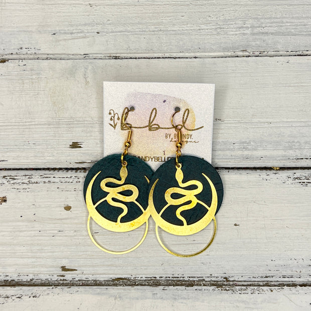 SUEDE + STEEL *Limited Edition* COLLECTION || Leather Earrings ||  <br> GOLD METAL SNAKE & MOON || <br> DISTRESSED TEAL*