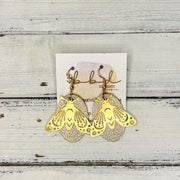SUEDE + STEEL *Limited Edition* || Leather Earrings || BRASS BEE/BUTTERFLY/MOTH ACCENT || <BR> SHIMMER ROSE GOLD