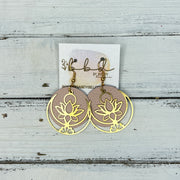 SUEDE + STEEL *Limited Edition* COLLECTION || Leather Earrings ||  <br> GOLD METAL LOTUS & MOON || <br> MATTE BLUSH PINK