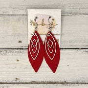 SUEDE + STEEL *Limited Edition* COLLECTION || Leather Earrings ||SILVER MARQUISE, <BR> MATTE RED