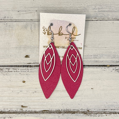 SUEDE + STEEL *Limited Edition* COLLECTION || Leather Earrings ||SILVER MARQUISE, <BR> MATTE PINK