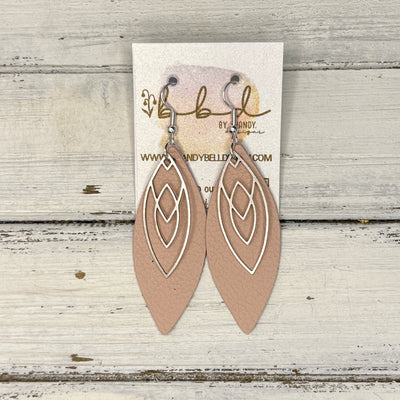 SUEDE + STEEL *Limited Edition* COLLECTION || Leather Earrings ||SILVER MARQUISE, <BR> MATTE BLUSH PINK
