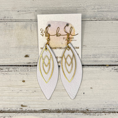 SUEDE + STEEL *Limited Edition* COLLECTION || Leather Earrings ||GOLD MARQUISE, <BR> MATTE WHITE