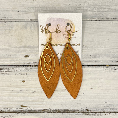 SUEDE + STEEL *Limited Edition* COLLECTION || Leather Earrings ||GOLD MARQUISE, <BR> PEARLIZED TOPAZ