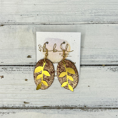 SUEDE + STEEL *Limited Edition* COLLECTION || Leather Earrings || GOLD LEAVES, <BR> SHIMMER COPPER ON TOAST