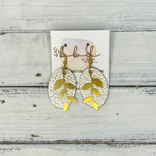SUEDE + STEEL *Limited Edition* COLLECTION || Leather Earrings || GOLD LEAVES, <BR> METALLIC CHAMPAGNE PEBBLED