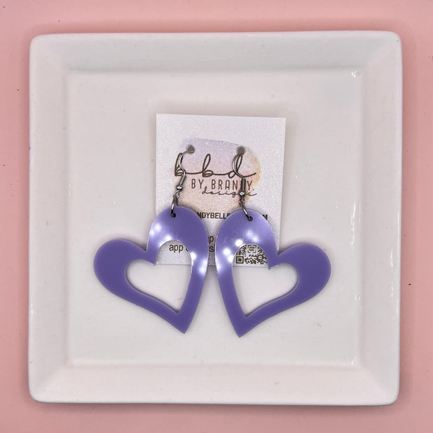 ACRYLIC OPEN HEART- Acrylic Earrings || LAVENDER