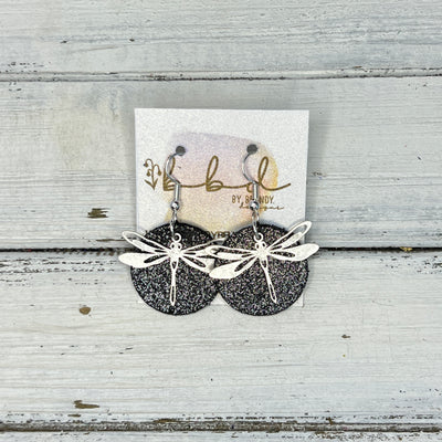 SUEDE + STEEL *Limited Edition* COLLECTION || Leather Earrings ||  <br> SILVER METAL DRAGONFLY || <br> SHIMMER PEWTER