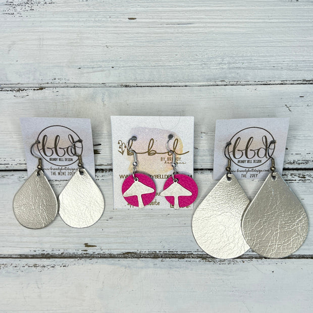 SUEDE + STEEL *Limited Edition* COLLECTION || Leather Earrings ||  <br> SILVER METAL MUSHROOM || <br> MATTE YELLOW