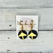 SUEDE + STEEL *Limited Edition* COLLECTION || Leather Earrings ||  <br> GOLD METAL MUSHROOM || <br> MATTE BLACK