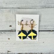 SUEDE + STEEL *Limited Edition* COLLECTION || Leather Earrings ||  <br> GOLD METAL MUSHROOM || <br> DISTRESSED TEAL