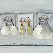 SUEDE + STEEL *Limited Edition* COLLECTION || Leather Earrings ||  <br> GOLD METAL DIAMOND || <br>SHIMMER VINTAGE PINK