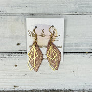 SUEDE + STEEL *Limited Edition* COLLECTION || Leather Earrings ||  <br> GOLD METAL DIAMOND || <br>SHIMMER VINTAGE PINK