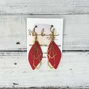 SUEDE + STEEL *Limited Edition* COLLECTION || Leather Earrings ||  <br> GOLD METAL DIAMOND || <br> MATTE CORAL/PINK