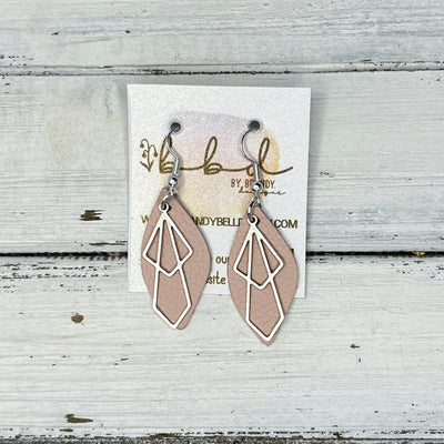 SUEDE + STEEL *Limited Edition* COLLECTION || Leather Earrings ||  <br> SILVER METAL DIAMOND || <br> MATTE BLUSH PINK