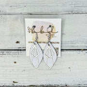 SUEDE + STEEL *Limited Edition* COLLECTION || Leather Earrings ||  <br> SILVER METAL DIAMOND || <br> MATTE WHITE