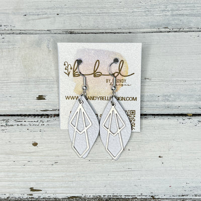 SUEDE + STEEL *Limited Edition* COLLECTION || Leather Earrings ||  <br> SILVER METAL DIAMOND || <br> MATTE WHITE