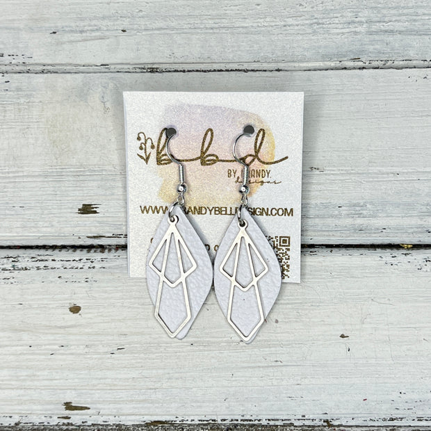 SUEDE + STEEL *Limited Edition* COLLECTION || Leather Earrings ||  <br> SILVER METAL DIAMOND || <br> MATTE WHITE