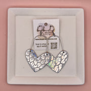ARCHED HEARTS -  Leather Earrings  ||   <BR> IRIDESCENT LEOPARD PRINT