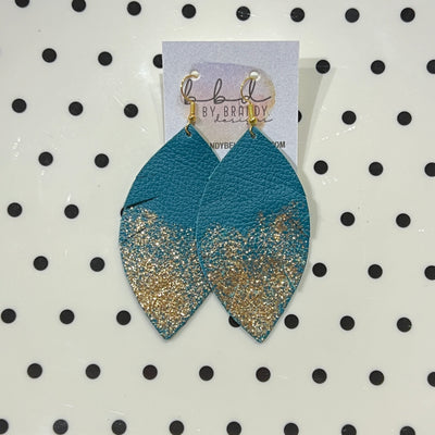 ✨ GLITTER  "DIPPED" MAISY (2 SIZES!) - Genuine Leather Earrings  || MATTE TURQUOISE + CHOOSE YOUR GLITTER "DIPPED" FINISH