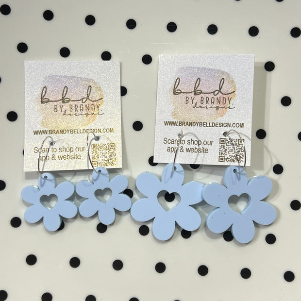 MATTE LIGHT BLUE Acrylic Flower on hoop