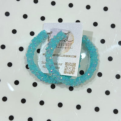 GLITTER ROPE HOOPS By Brandy Designs <br> CHUNKY AQUA