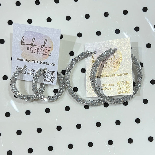 GLITTER ROPE HOOPS By Brandy Designs <br> SILVER