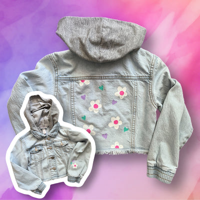 UPCYCLED Hand-Painted Denim Jacket by  Brandy Bell - LITTLE GIRLS XS