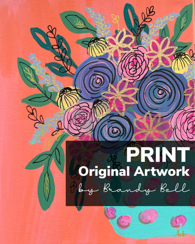 PRINT- Original Artwork by Brandy Bell <br> Polkadot vase on Coral