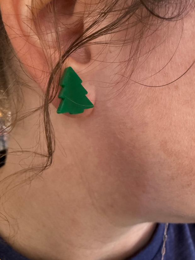 ACRYLIC EARRINGS by Brandy. Designs || CHRISTMAS TREE STUDS (WHITE)