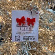 ACRYLIC EARRINGS by Brandy. Designs || BOW STUDS (RED)