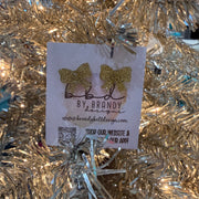 ACRYLIC EARRINGS by Brandy. Designs || BOW STUDS (GOLD GLITTER)