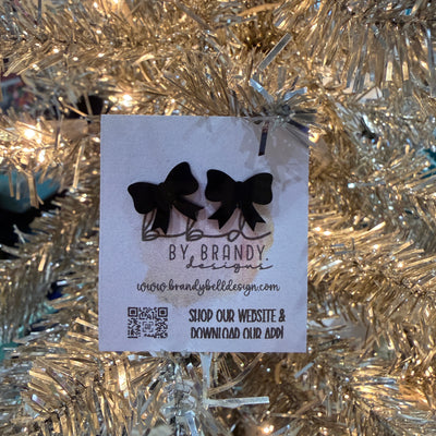 ACRYLIC EARRINGS by Brandy. Designs || BOW STUDS (BLACK)