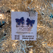 ACRYLIC EARRINGS by Brandy. Designs || BOW STUDS (BLUE/PINK GLITTER)