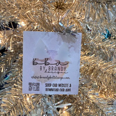 ACRYLIC EARRINGS by Brandy. Designs || CHRISTMAS TREE STUDS (WHITE)