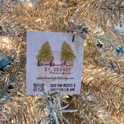ACRYLIC EARRINGS by Brandy. Designs || CHRISTMAS TREE STUDS (GOLD GLITTER)