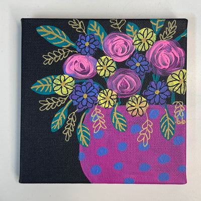 6" x 6" Floral Painting on wrapped canvas by Brandy Bell