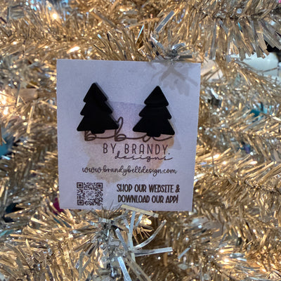 ACRYLIC EARRINGS by Brandy. Designs || CHRISTMAS TREE STUDS (BLACK)