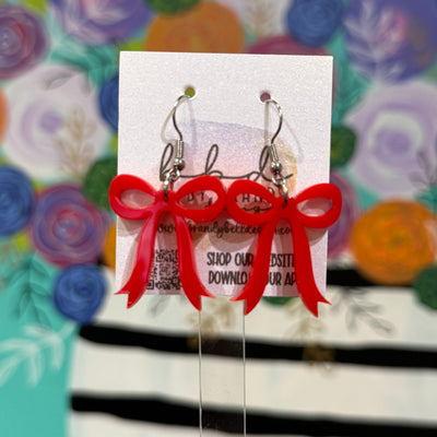 ACRYLIC EARRINGS by Brandy. Designs || KNOTTED BOW (RED)