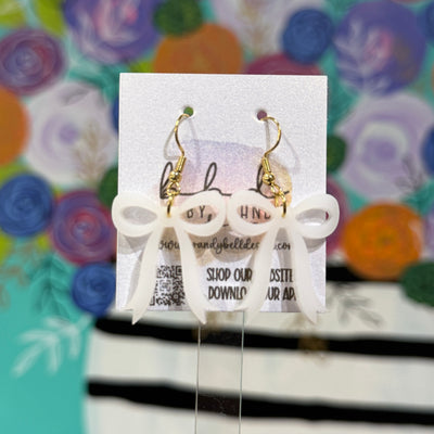 ACRYLIC EARRINGS by Brandy. Designs || KNOTTED BOW (WHITE)