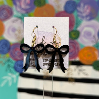 ACRYLIC EARRINGS by Brandy. Designs || KNOTTED BOW (BLACK)
